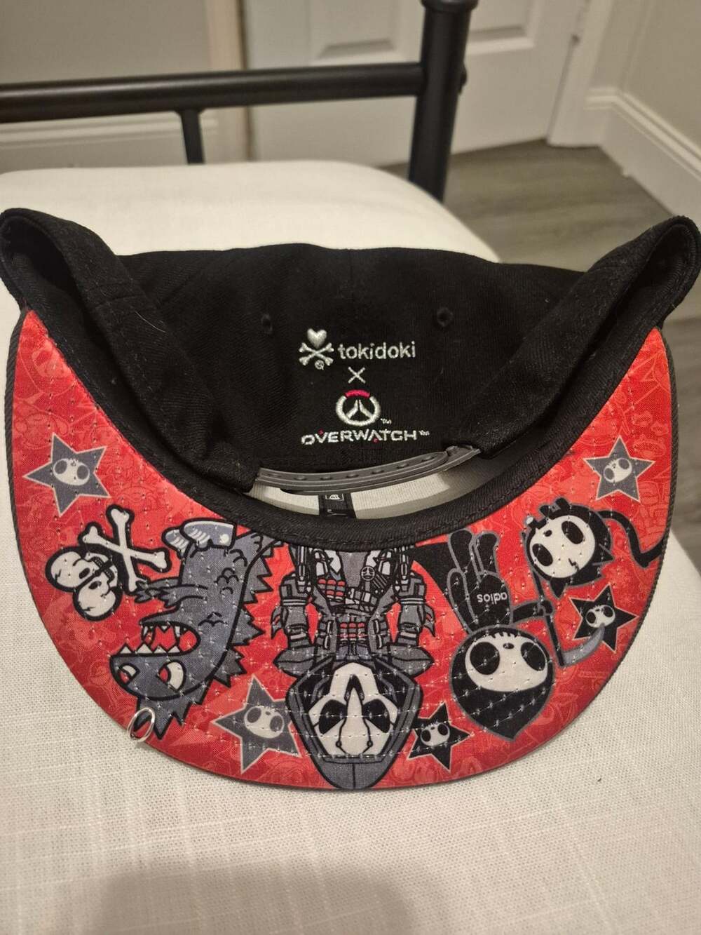 Tokidoki x Overwatch Black Snapback Hat with Red Printed Brim